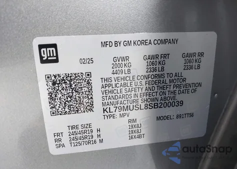 2025 Chevrolet Trailblazer Awd Rs z USA, uszkodzony, nr VIN KL79MUSL8SB200039